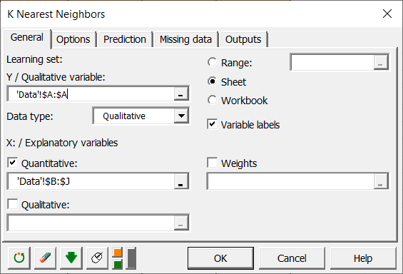 K Nearest Neighbors KNN in Excel tutorial | XLSTAT Help Center