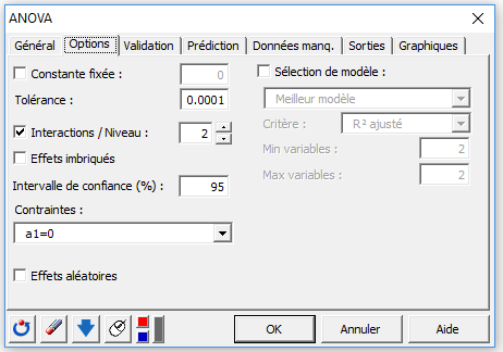 Paramétrer une ANOVA déséquilibrée à deux facteurs avec interactions