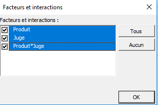 XLSTAT ANOVA Boîte de Dialogue Facteurs & Interactions