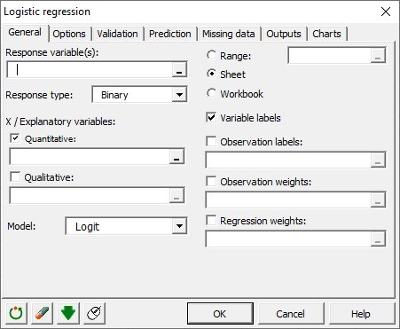 Logistic regression in XLSTAT